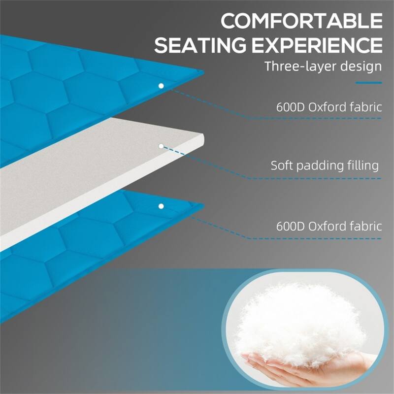 2 Person Adjustable Sun Lounger with Cushions and Side Pockets Foldable Steel Frame Oxford Fabric Reclining Chair