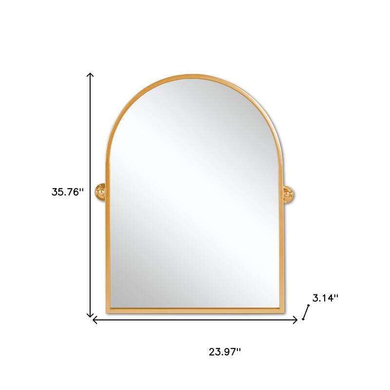 HomeRoots 36" Gold Metal Arch Tilting Framed Accent Mirror - 23.97 in. x 35.76 in. x 3.14 in.