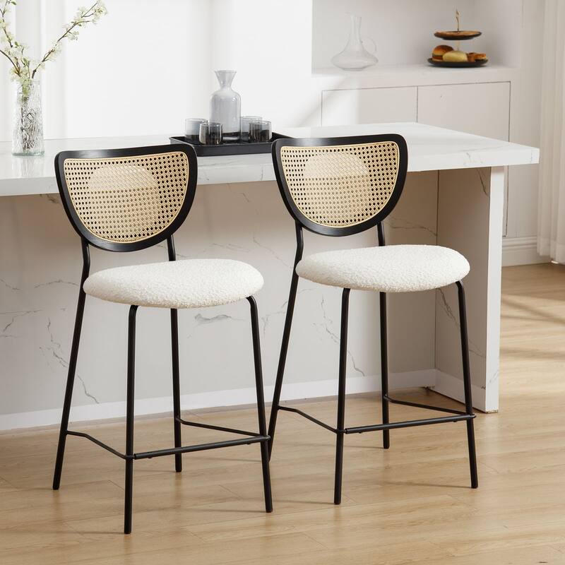 26" Rattan Counter Height Bar Stools Set of 2/3/4 - 37.8"H x 17.7"W x 21.7"D