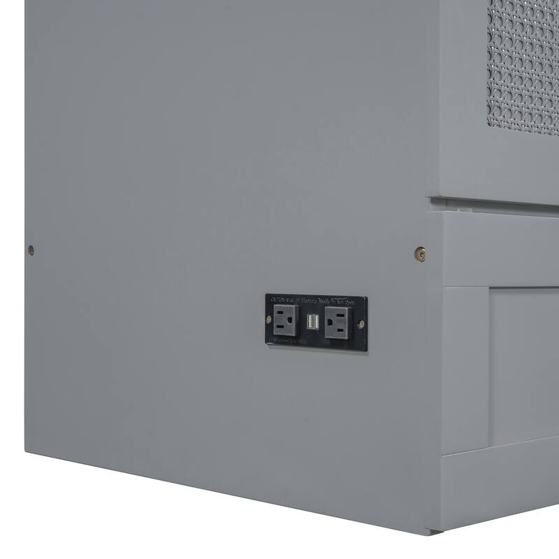 Space-Saving Queen Size Murphy Bed with Large Drawers and USB Charging, Gray