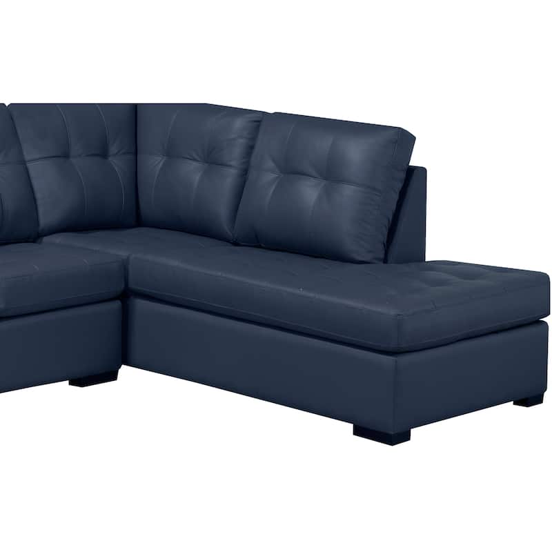 Liam Top Grain Leather Tufted Sectional Chaise Sofa