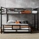 preview thumbnail 15 of 26, Elegant L-Shaped Metal Twin over Full Size Bunk Bed Black