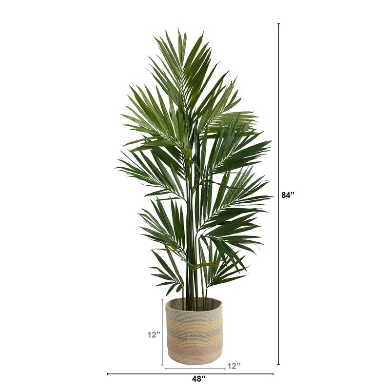 7Ft Artificial Palm Tree with Planter - Tropical Indoor Outdoor Decor - Green