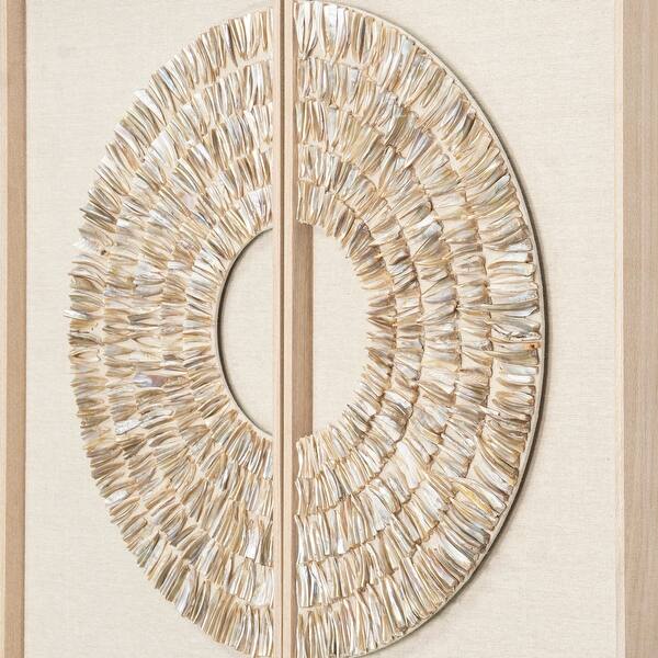 HUJI Glassless Two Piece Pearl Oyster Shell Wall Decor