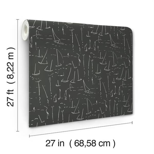 York Wallcoverings Vermillion Coast Carbon Black Wallpaper