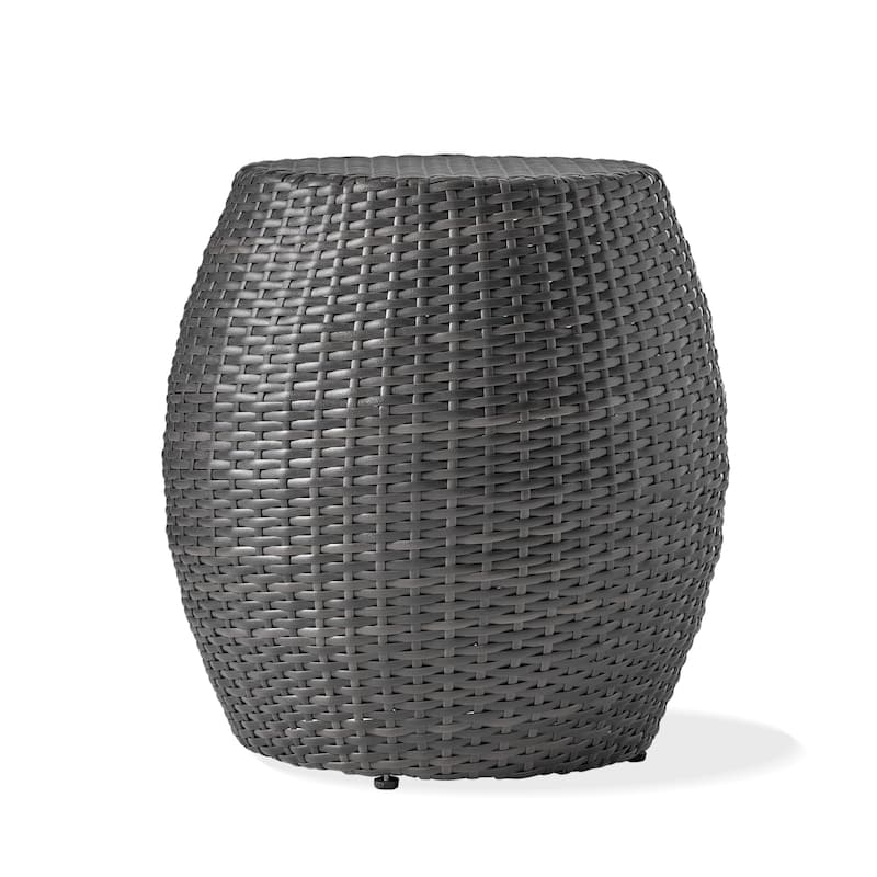 Roomfitters Outdoor Wicker Side Table, 14" Square Patio Accent Table for Garden, Balcony or Deck, Grey
