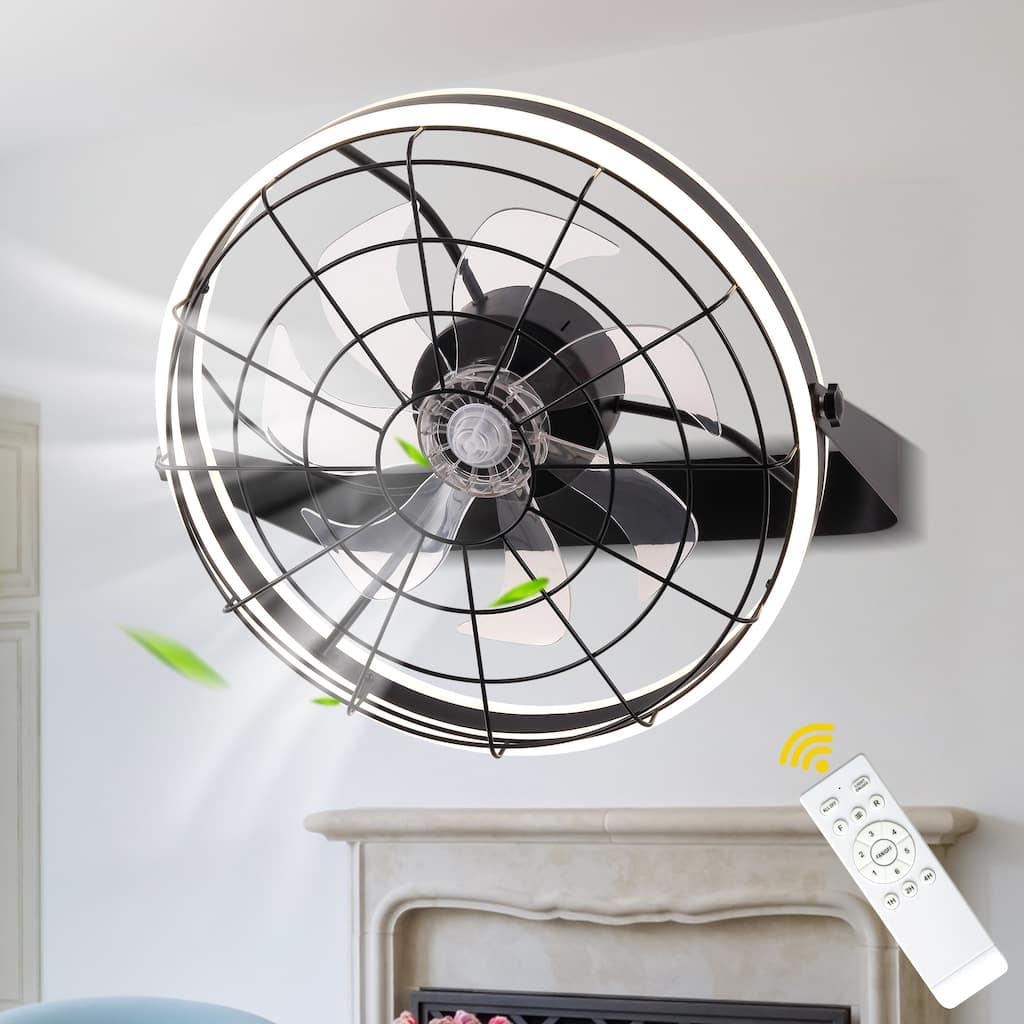 Cusp Barn 23 Inch Modern Wall Mount Fans, Oscillating Plug in Ceiling Fan with Lights, Folding Rotating Smart Fan with APP