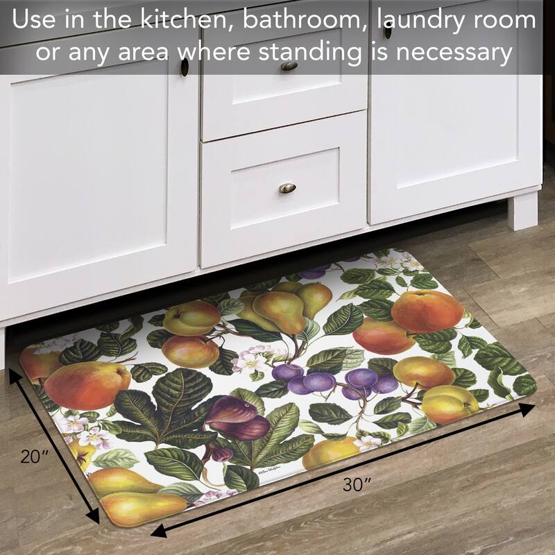 Highland Home Fruit & Blossoms 30” x 20” Decorative Vinyl Comfort Floor Mat Manufactured in The USA, Waterproof, Easy to Clean