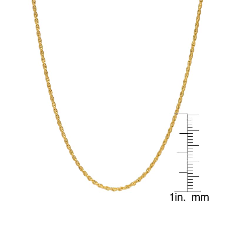 Victoria Townsend Gold over Sterling Silver 1.2mm Diamond Cut ROPE Necklace