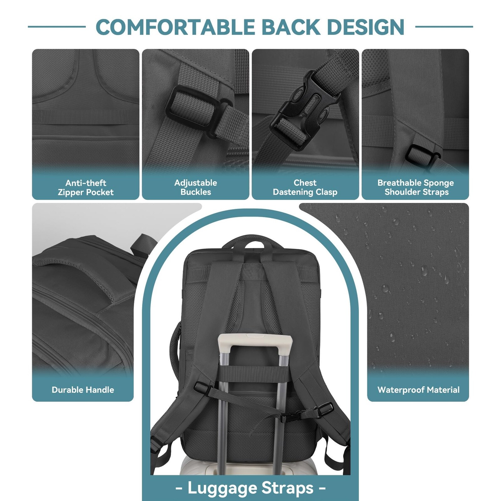 Travel Backpack, 50L Expandable Extra Large Laptop Backpack, Carry On  Backpack Airline Approved Water Resistant - Bed Bath & Beyond - 42714356