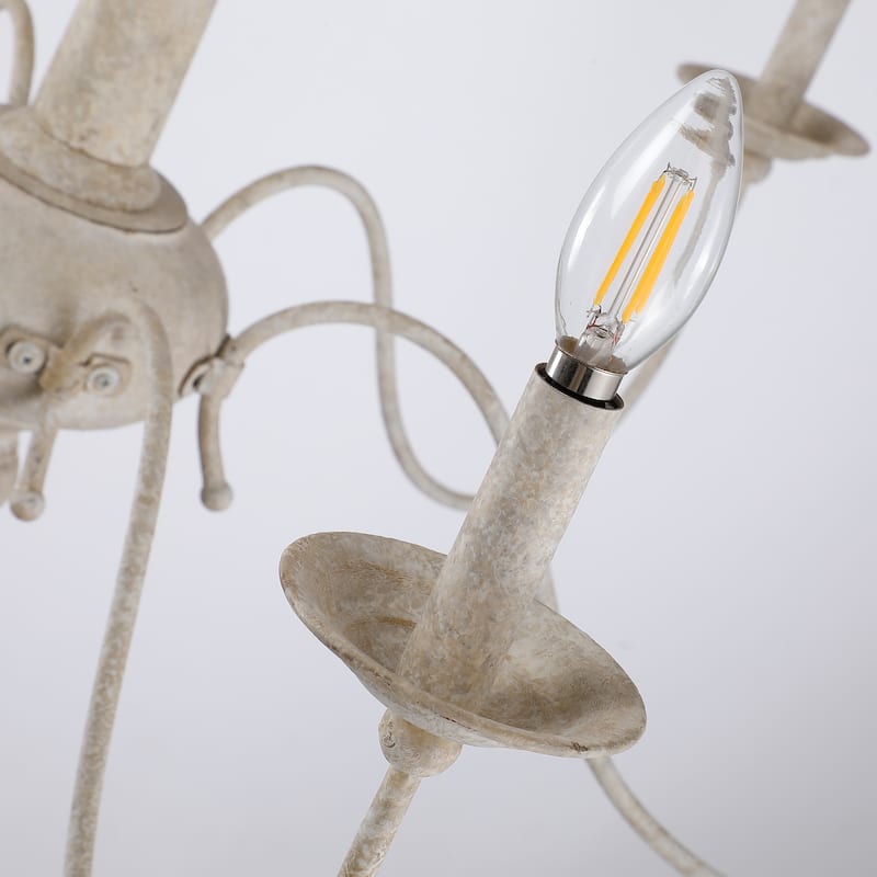 35" Wide Country White Farmhouse Chandeliers, Antique Farmhouse Design - Aged White