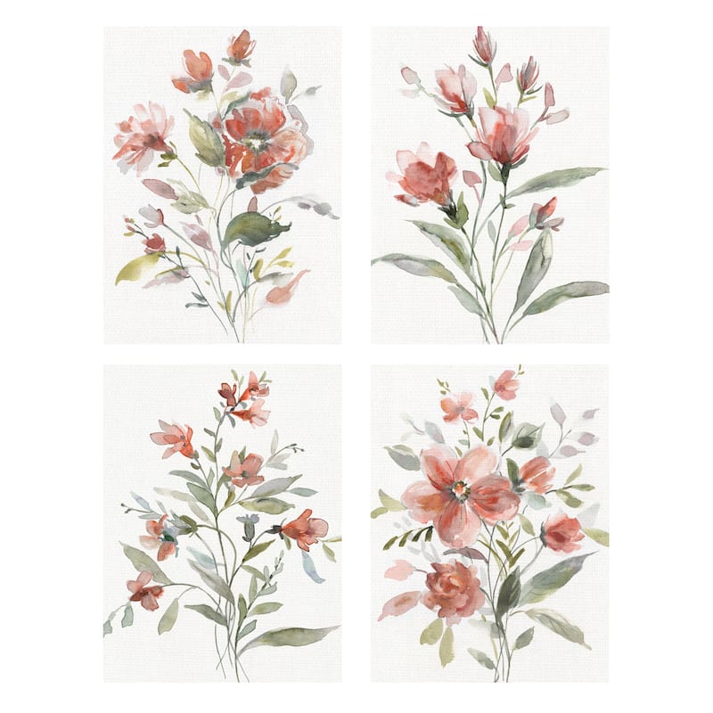 Coral Botanical I-IV Crop by Carol Robinson Canvas Art Prints