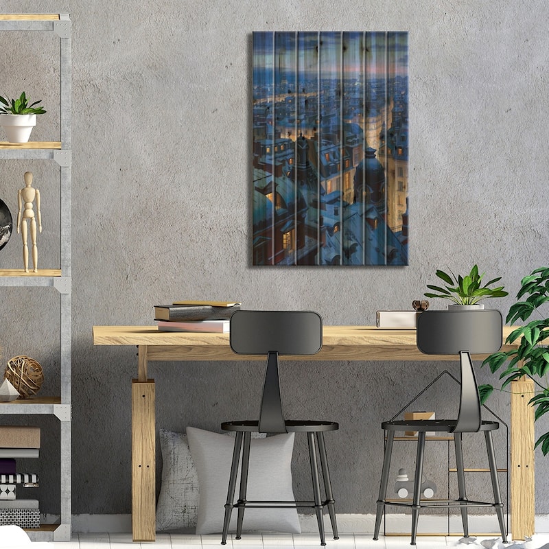 Night Symphony Print On Wood by Evgeny Lushpin - Multi-Color