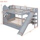 preview thumbnail 30 of 34, Full Over Full Castle Style Bunk Bed Kids Bed with 2 Drawers 3 Shelves and Slide Kids Furniture, Blue