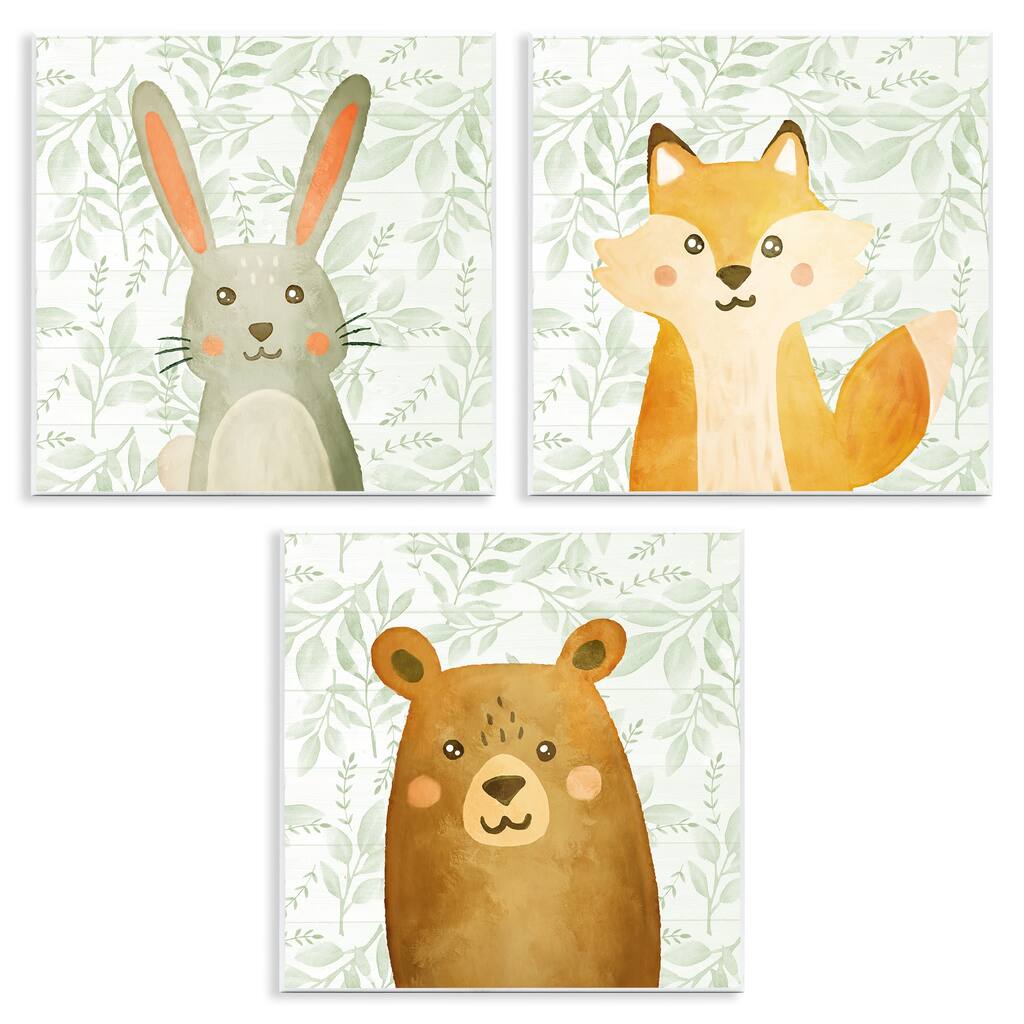 Stupell Joyful Woodland Animals Wall Plaque Art Design By Kim Allen (Set of 3)