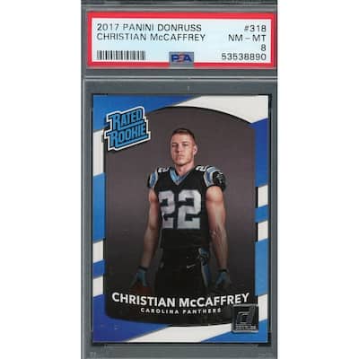 Christian McCaffrey 2017 Panini Donruss Football Rookie Card #318 Graded PSA 8 - 8'6" x 11'6"
