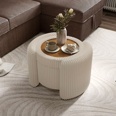 Furniture of America Elyndra 25-inch Round Chenille Storage Ottoman with Flip Top