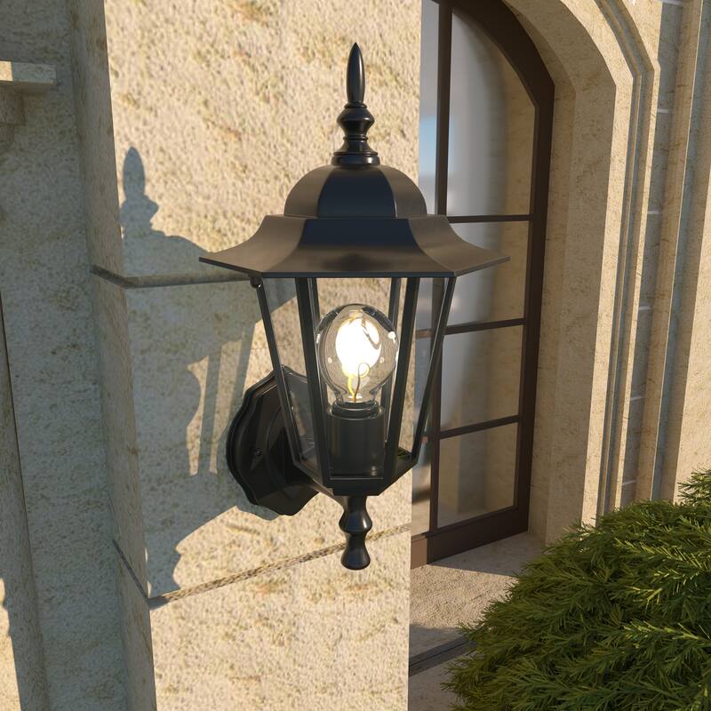1- Light Outdoor Textured Black Wall Mount Light