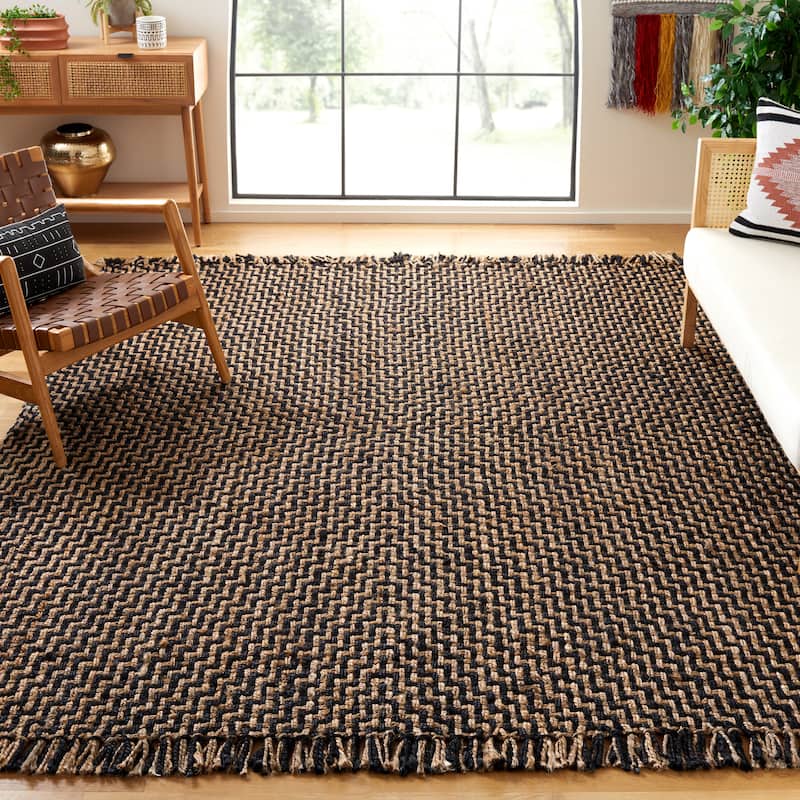 SAFAVIEH Natural Fiber Clotilda Casual Jute Rug - 6' x 9' - Black/Natural