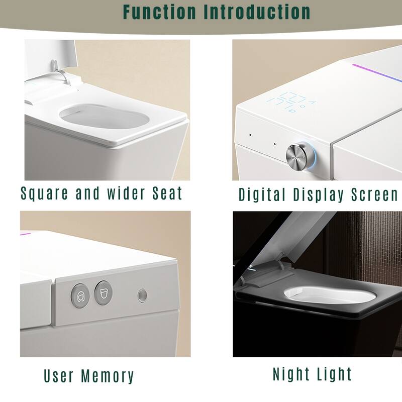 Square Smart Toilet with Built In Tank. Foot Sensor Lid. Auto Flush. Heated Bidet Seat. LED Display. Remote