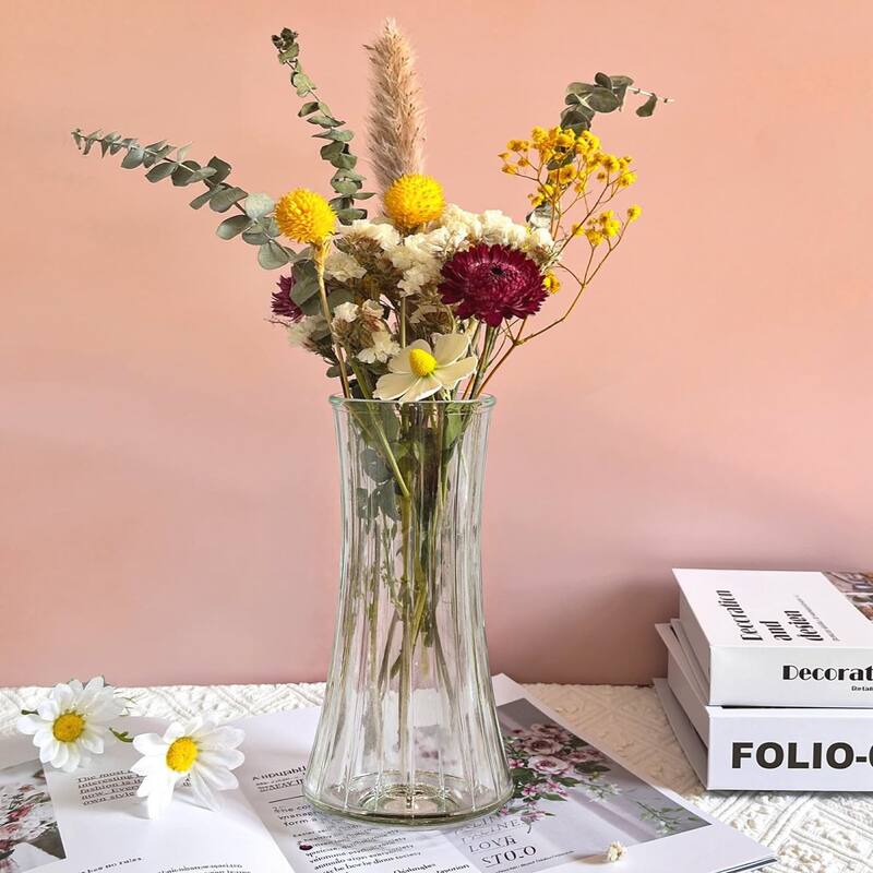 Clear Glass Flower Vases for Centerpiece Table Home Indoor Desk Decor, Crystal Vase, Glass Vase Thickening Design Suitable - Clear