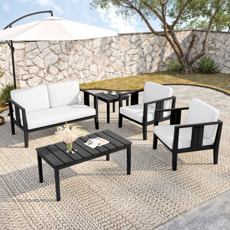 5-Piece Teak Wood Outdoor Conversation Set