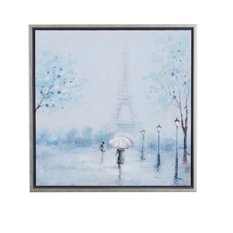 Blue Polystone Transitional Framed Wall Art