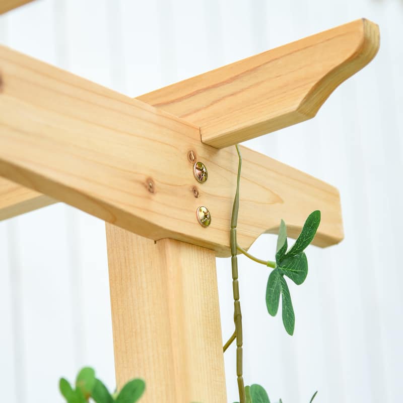 Wooden Garden Arbor for Climbing Plants with Garden Bench, Garden Arch to Grow Grapes & Vines, Patio Decor & 2-Person