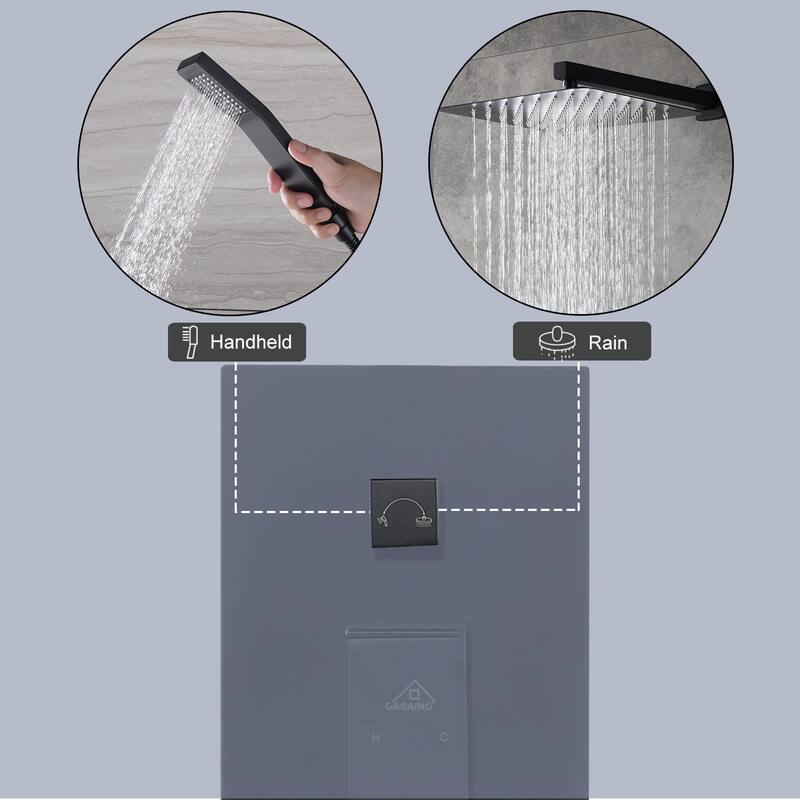 10" Wall Mounted Dual Shower Heads 2 Function Shower System With Sliding Rod Shower Hand