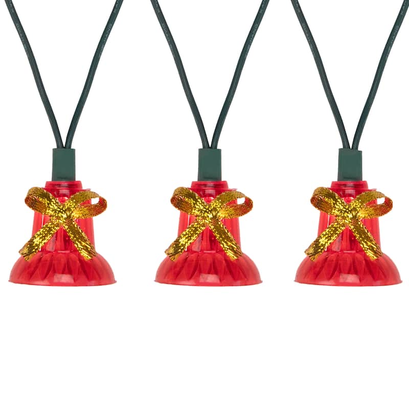 40-Count Red Bells with Musical Christmas Light Set 13ft Green Wire - 13'