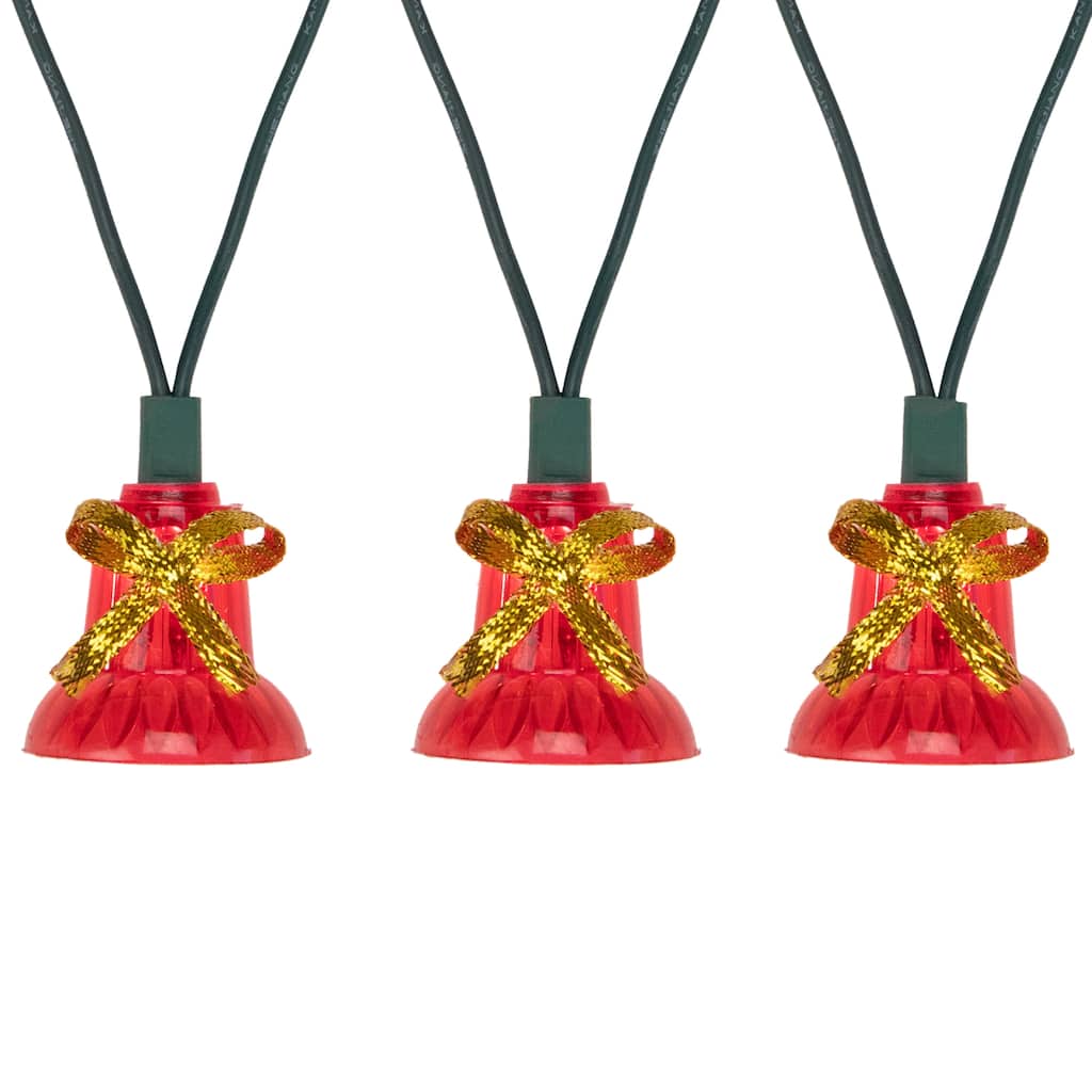 40-Count Red Bells with Musical Christmas Light Set 13ft Green Wire - 13'