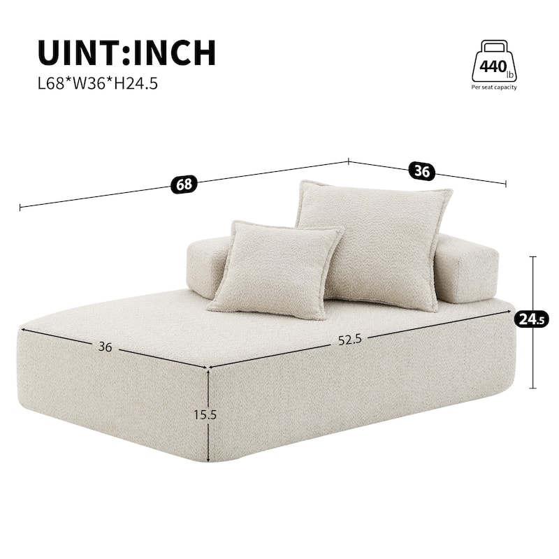 Boucle Fabric Frame for Oversized U-Shaped Sofa, Convertible Sofa Bed