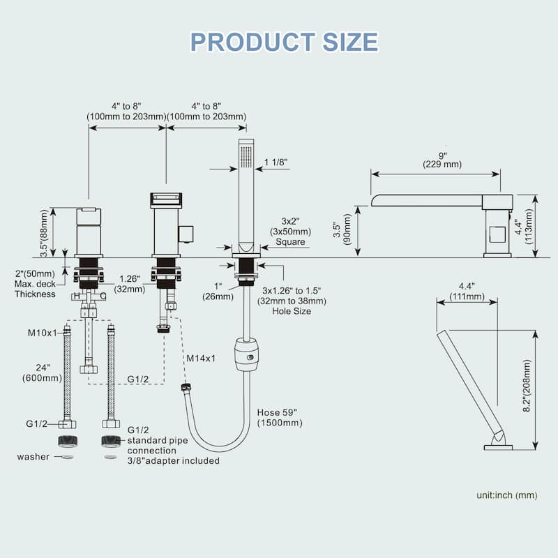 Single-Handle Deck-Mount Tub Faucet
