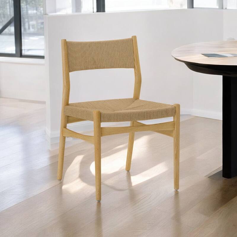 HomeRoots Five Piece Oak Round Dining Set with Four Chairs - 47' X '30' X '47 - Oak