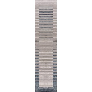 HomeRoots 8' Ivory And Blue Abstract Runner Rug - 8' Runner - Bed Bath & Beyond - 38160398