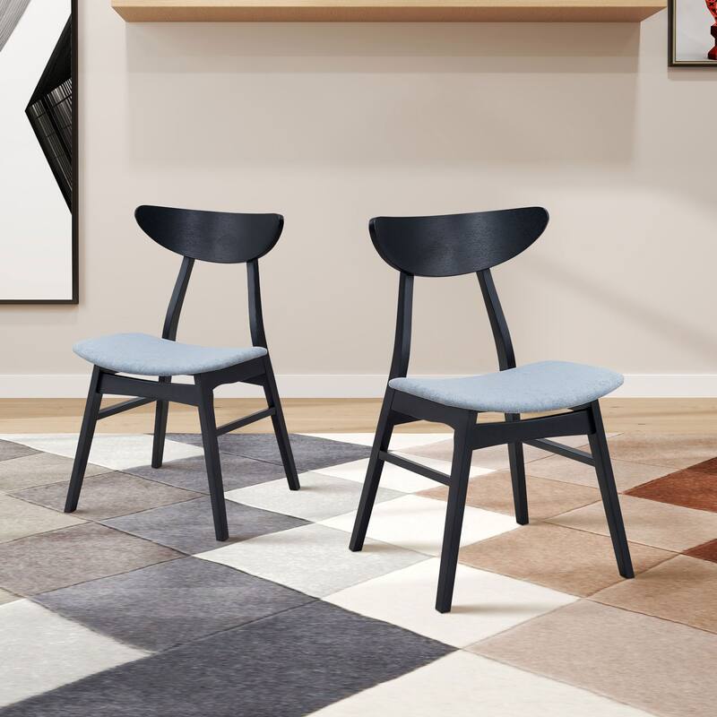 2-Piece Dining Chair Set, Comfortable Polyester Upholstered Wooden Chairs for Kitchen or Restaurant