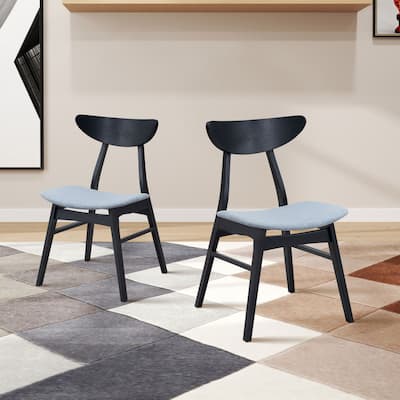 Modern Soft Upholstered Dining Chairs Set of 2, with Solid Rubber Wood Frame