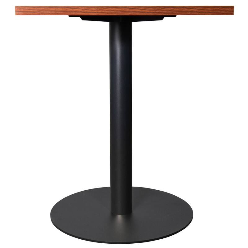 Vail Square Dining Table with 24 in. MDF Tabletop in Black Stainless Steel Round Pedestal Base Accent Kitchen Table