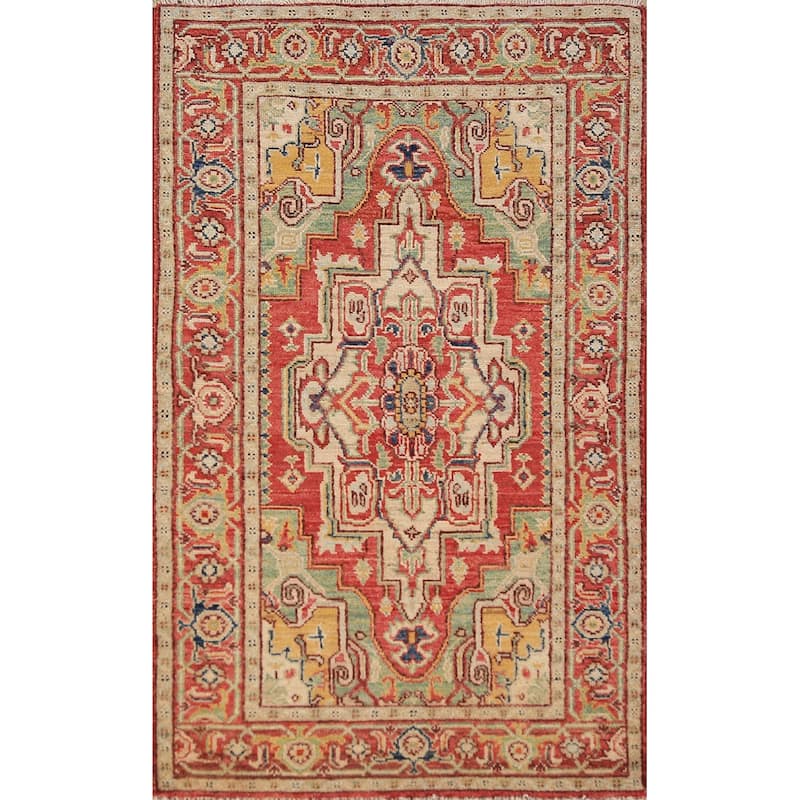Heriz Serapi Vegetable Dye Rug Handmade Foyer Wool Carpet - 2'11"x 5'0"