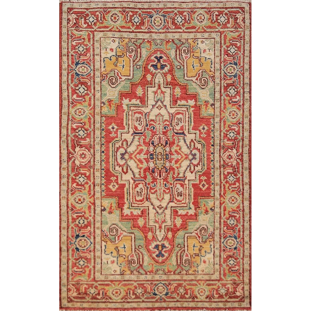 Heriz Serapi Vegetable Dye Rug Handmade Foyer Wool Carpet - 2'11"x 5'0"