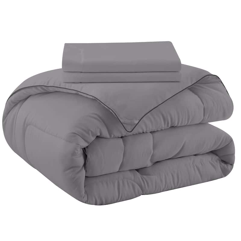 3 Piece Reversible Silky Luxury Soft Satin Comforter with 2 Satin Pillowcases