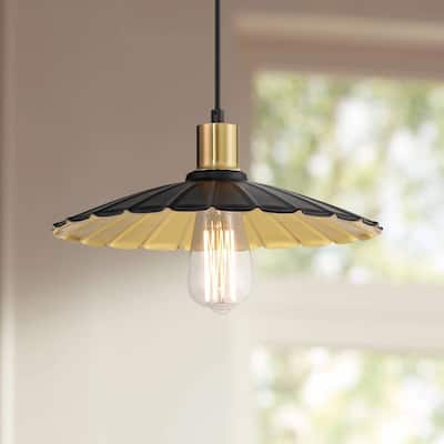 Wide Black and Gold Pendant Light - 12" x 120"