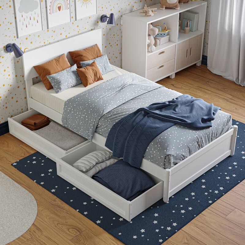 Wesley Platform Bed with Panel Footboard and Storage Drawers