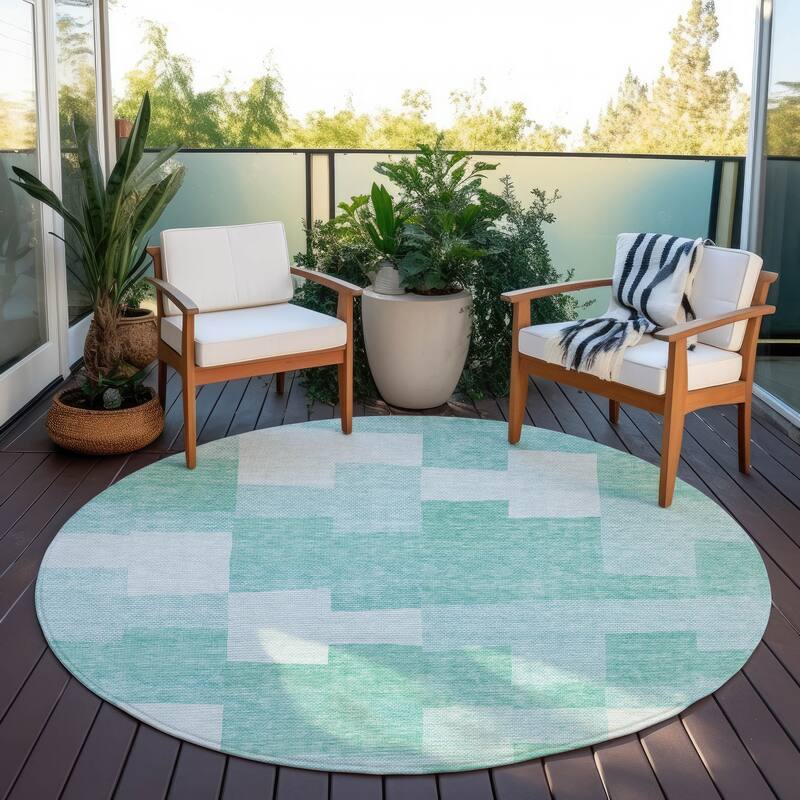 Machine Washable Indoor/ Outdoor Chantille Contemporary Blocks Rug