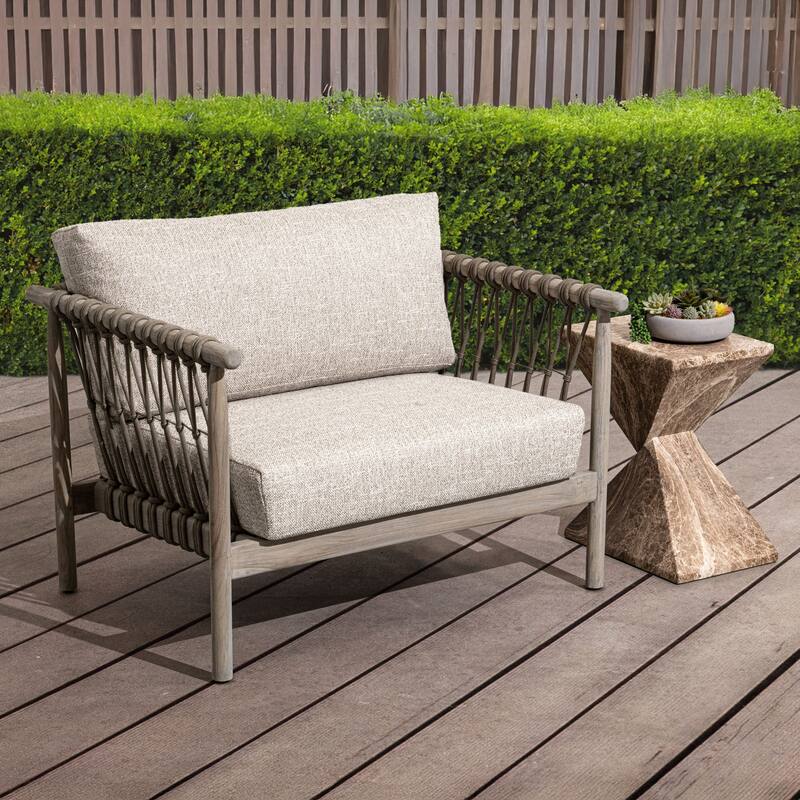 Classic Home Leo Teak Wood Outdoor Accent Chair - Beige