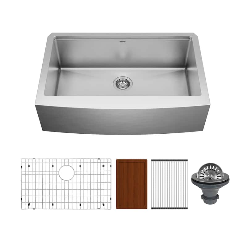 Karran 33" Undermount Large Single Bowl Stainless Steel Farmhouse Workstation Sink
