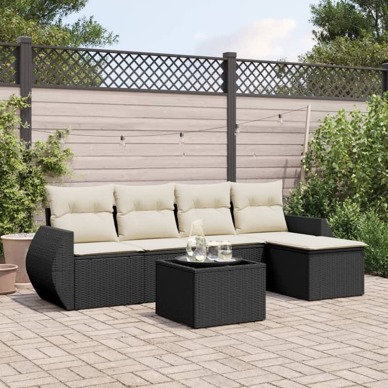 vidaXL Garden Sofa Set - 21.7 x 21.7 x 14.6 - Black and cream Without table