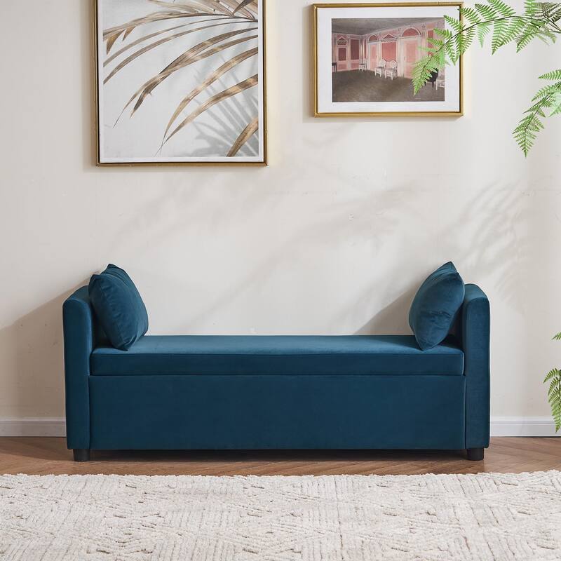 Velvet Storage Bench for Bedroom,End of Bed Bench for King Size Bed, Modern Upholstered Long Ottoman Bench for Entryway