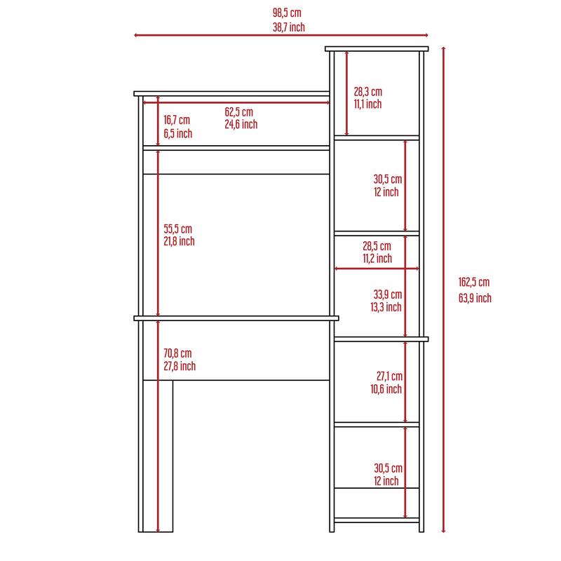 Compact Computer Desk with Hutch, Bookcase, and Spacious Workspace for Home Offices
