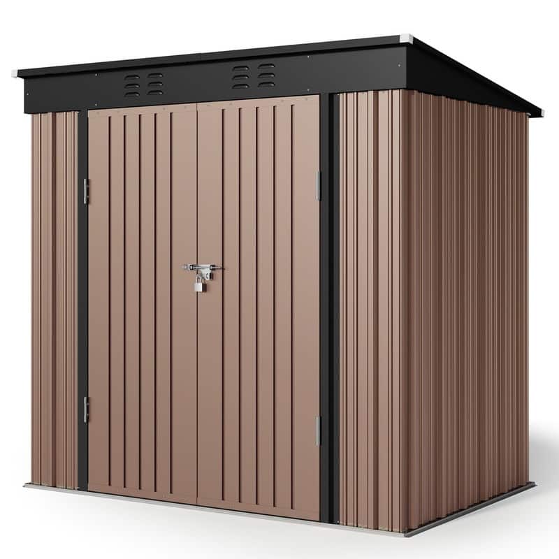 6ft x 4ft Outdoor Metal Storage Shed, Garden Tool House with Lockable Door